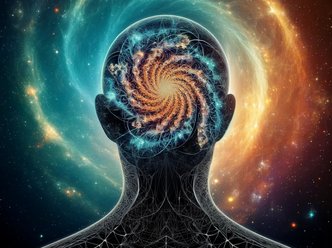 Human silhouette with internal fractal structure representing entropy and complex design